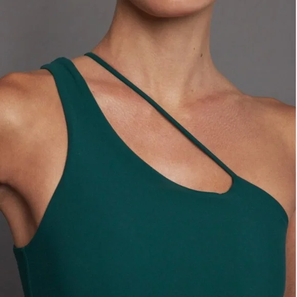 carbon38 one shoulder sports bra ponderosa pine green small melt - Picture 3 of 6